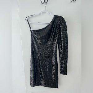 Sequin puff sleeve dress